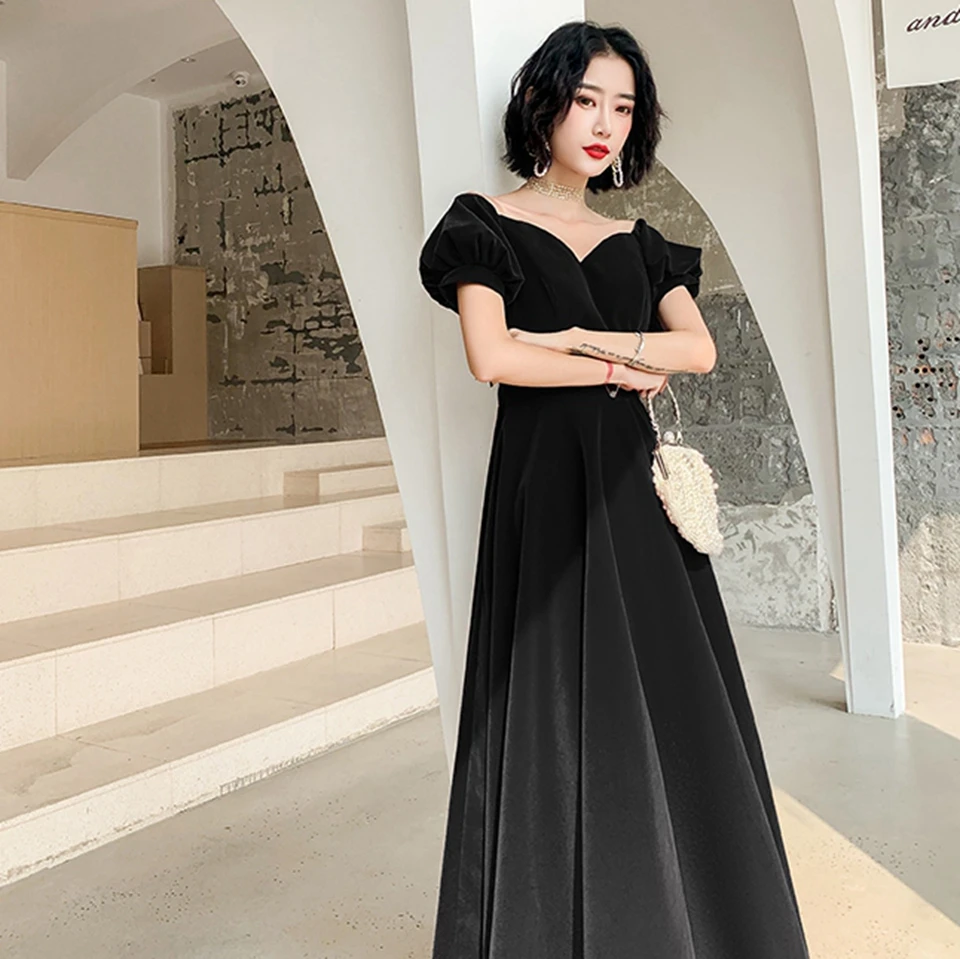 Robe de soirée longue en velours noir pour femmes, tenue de soirée élégante, épaules dénudées, bordeaux, 2020