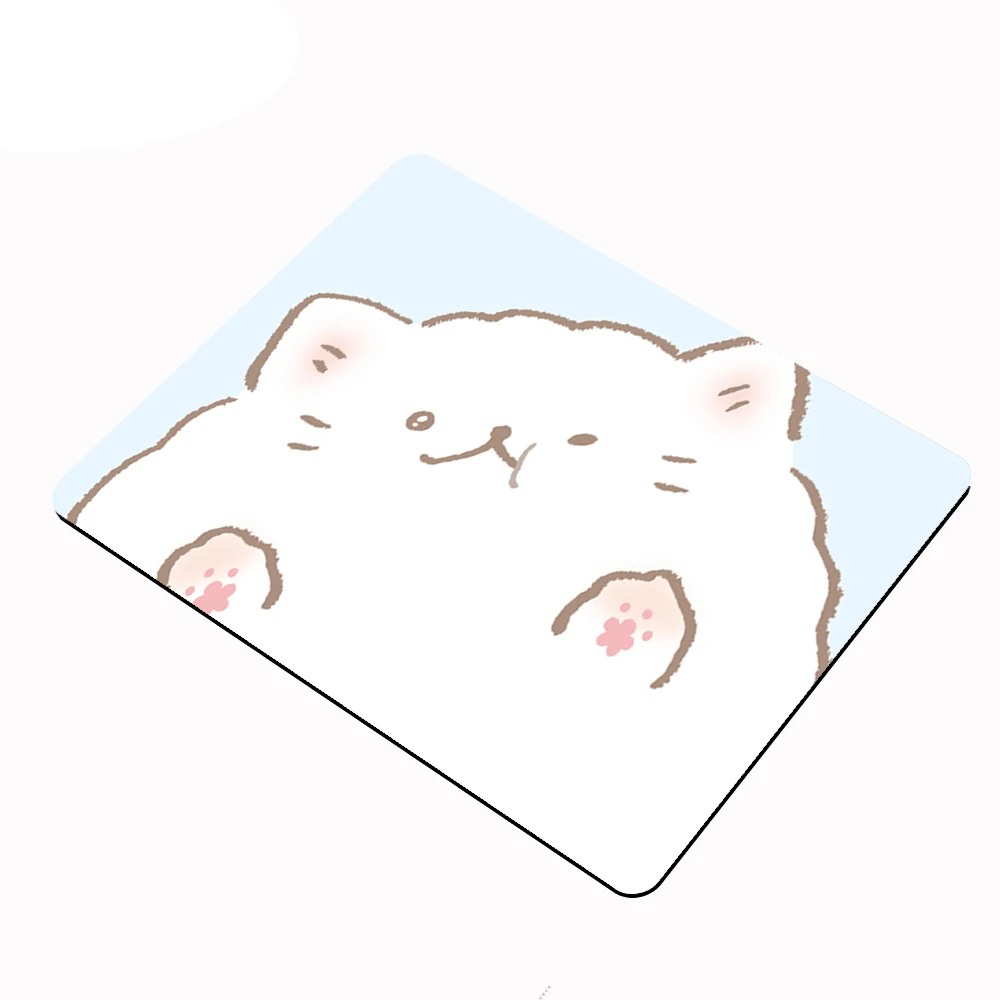 MRGLZY White Blue Small Mouse Pad Kawaii Kitten Multiple Sizes Carpet Gamer Laptops Gaming Accessories Office MousePads Desk Mat