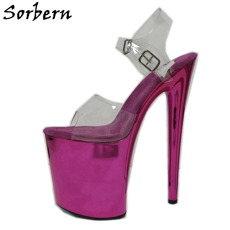 

Sorbern Rose Red Plating Heels 20Cm Lady Slingback Sandals Stripper Heeled Ankle Strap Pole Dance Shoes Custom Gold Silver