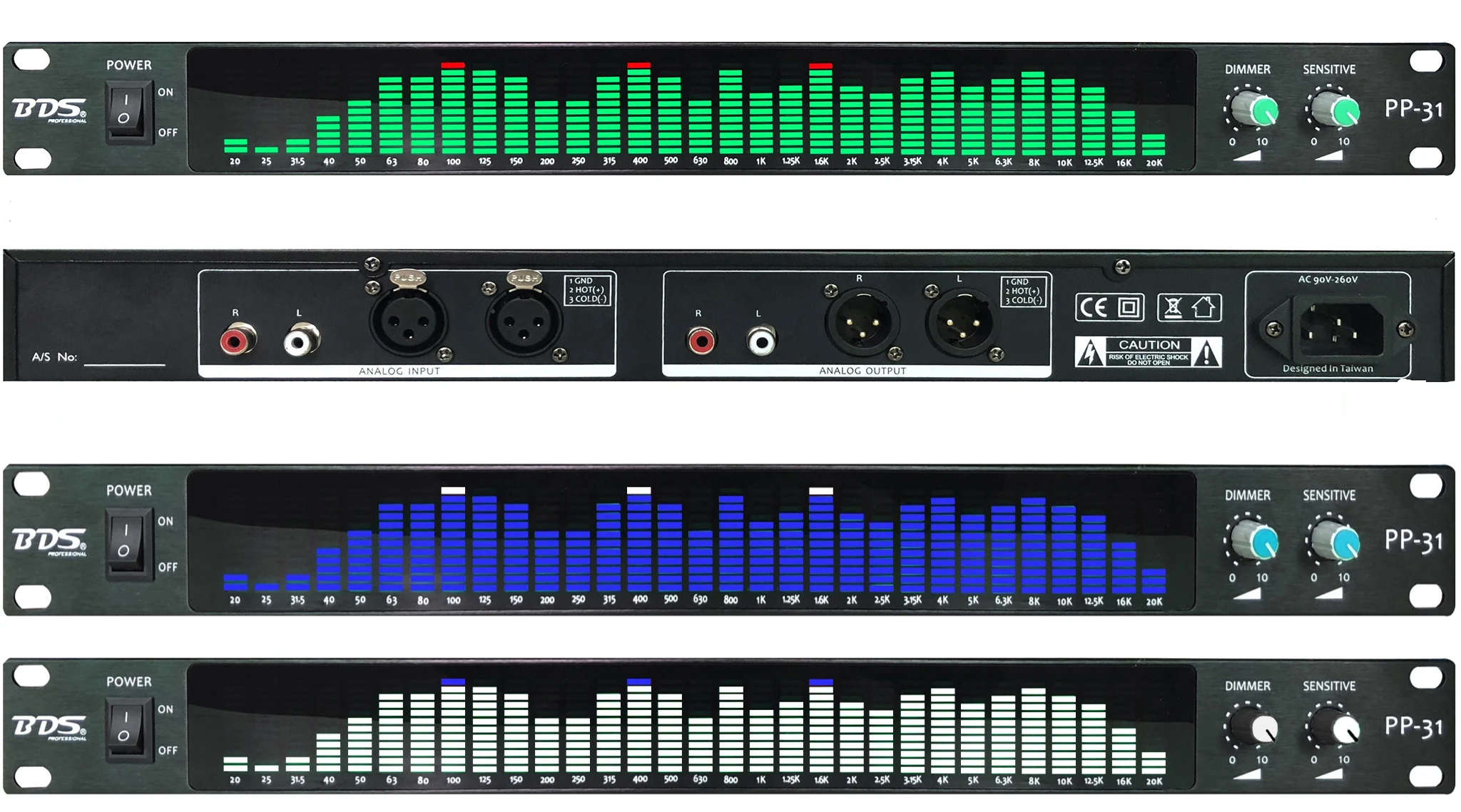 Imagem -02 - Bds Pp31 Display de Análise de Espectro 1u Montado em Rack Equalizador Analisador de Espectro Digital Led Indicador de Nível Estéreo Medidor vu