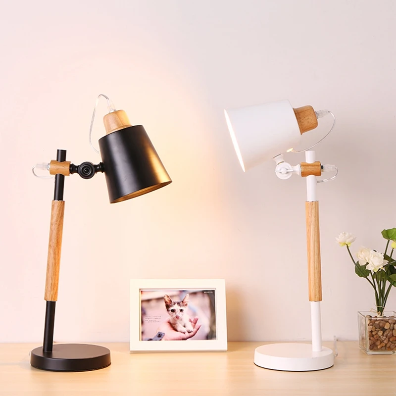 

Northern European Wood Art Table Lamp For Living Room Led Bedroom Study Dining Eye Protection Reading Light Indoor Decor