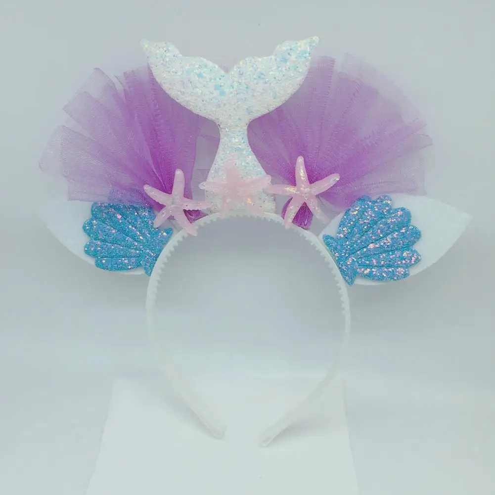 Faux Leather Innovative Delicate Mermaid Tail Girls Headband Hairhoop 7 Colors Hairhoop Decorative for Party