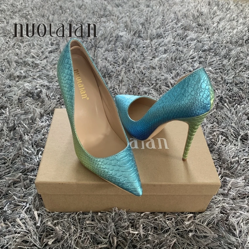 2020 Women Pumps snake printing Super High Heels Sexy Ladies Pointed Toe Stiletto Pumps Slip on Heeled Party Shoes Woman