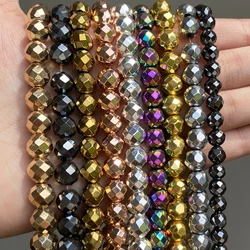 Natural Gem Stone Beads Faceted Hematite Ball Beads For Jewelry Making 2 3 4 6 8 10mm Diy Bracelet Accessories Jewellery 15''