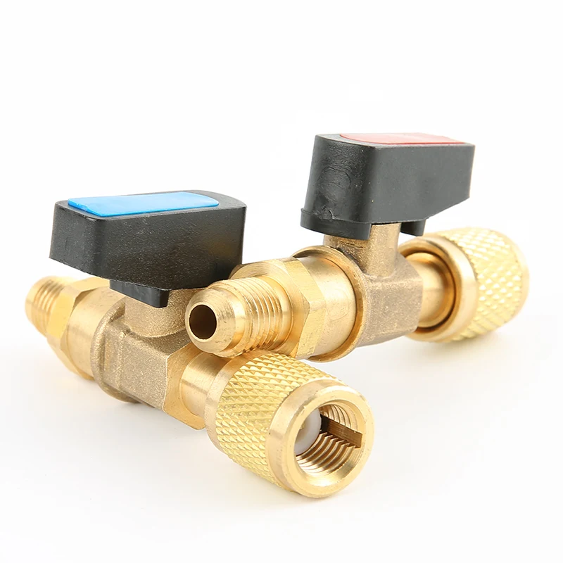 Adaptador de válvula de bola de cierre recto HVAC A/C para R134a R22 R12 R410a 1/4"