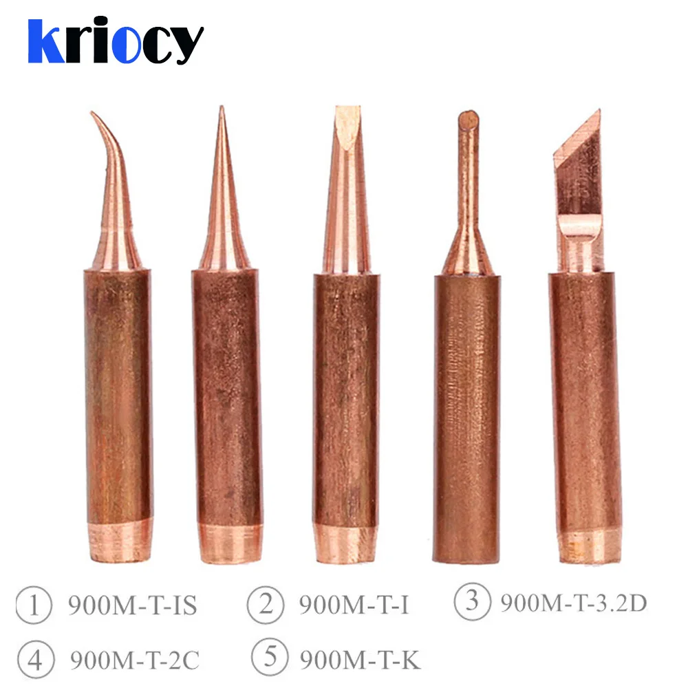 5pcs 900M-T Pure Copper Soldering Iron Tip Lead-free Solder Tips Welding Head BGA Soldering Tools Branding Iron