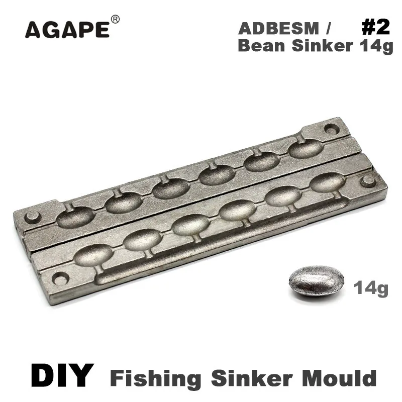 Agape molde de plomo para sinker tipo frijol cavidades múltiples - imagen 5