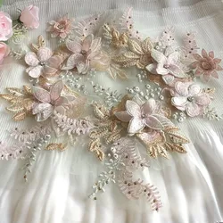 1ピースdiyレースクラフト三次元花メッシュ刺繍布パッチレースのドレスの装飾アクセサリー