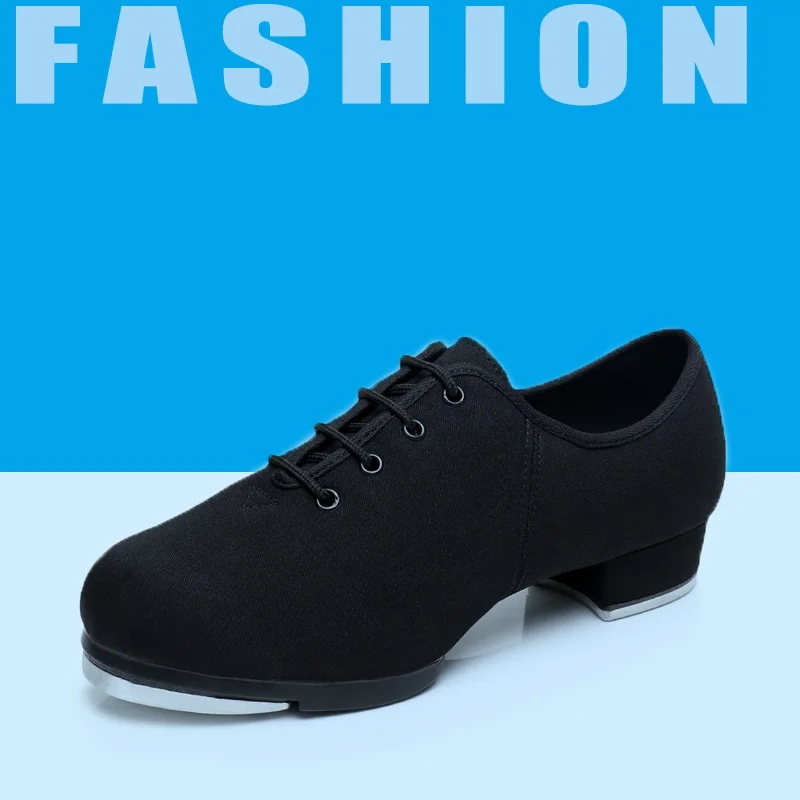 Canvas Tap Shoes Men Women Adult Children Oxford Dance Shoes Soft Sneakers Bottom Square Indoor Leather Shoes Step Dance Sports