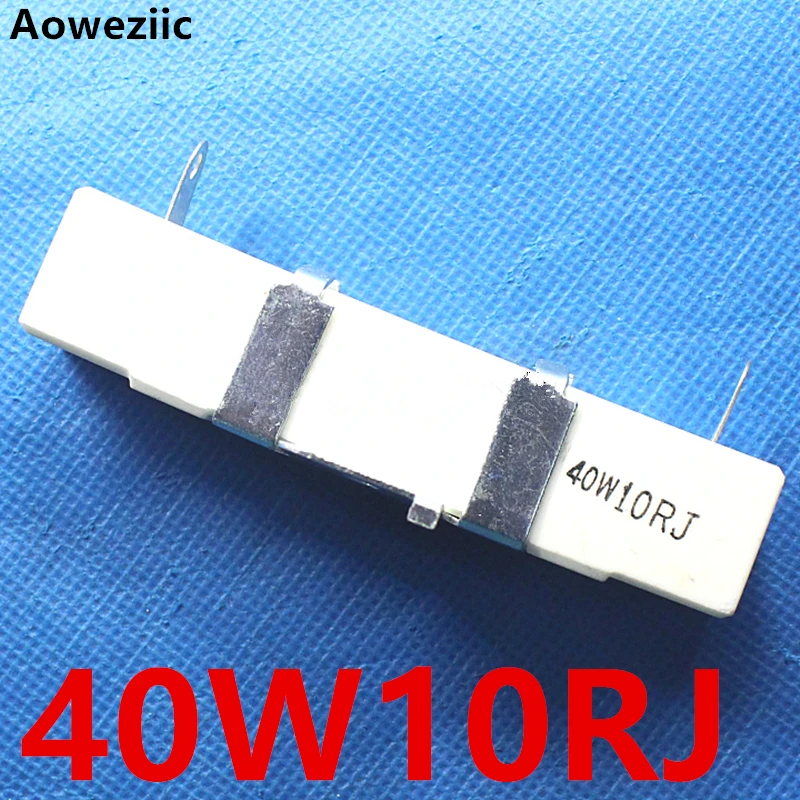 

(5pcs/lot) 40W 10 ohm +/- 5% Horizontal cement resistor 40W10RJ Cement resistance 40W10ΩJ Ceramic resistor plug-in RX27-4H