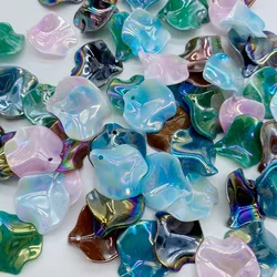 25Pcs Mermaid Color 25*26mm Lotus Leaf Acrylic Pendants Beads For DIY Jewelry Necklace Bracelet Earring Accessories Making