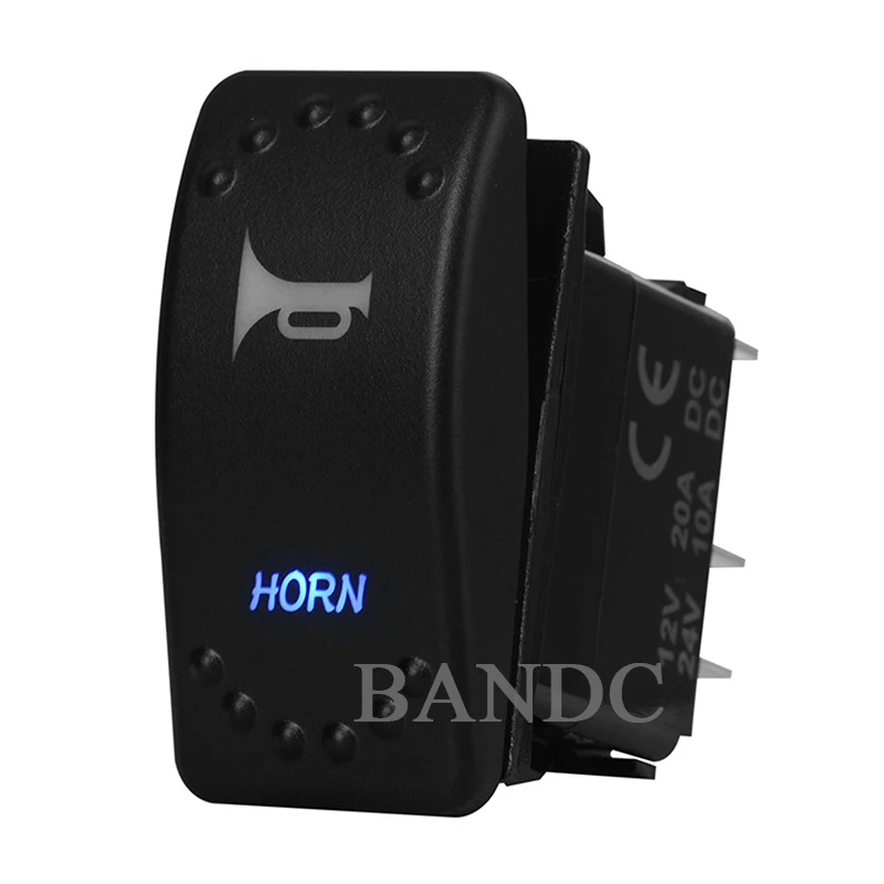 Horn-Joli à Bascule Rétractable LED 5P (ON)-OFF SPST, Joli Momentané Interdit + Jeu de Fils de Cavalier pour Voiture, Véhicule, Camion UTV SUV RZR