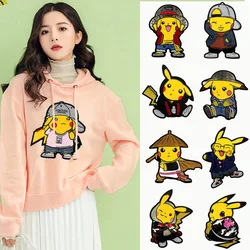 Seksowne Anime Pokemon duży rozmiar 20cm tkaniny łatka Pikachu naszywki na ubrania szyć na haft Pokemon Pikachu Cartoon figurka DIY zabawki