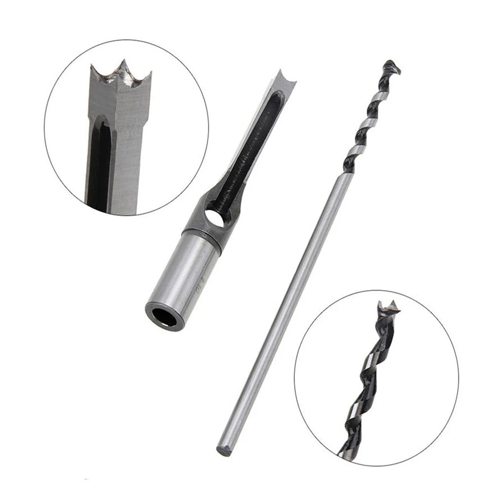 HSS Twist Drill Bits Woodworking Drill Tools Kit Set Square Auger Mortising Chisel Drill Set Square Hole Extended Saw 6.4mm~16mm