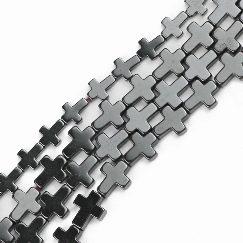 UPGFNK Natural Stone Cross Black Hematite Spacer Beads 4/6/8/10/14mm charm Loose beads For Jewelry making bracelet DIY Findings