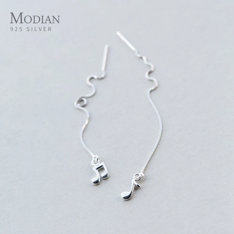 Modian High Quality 925 Sterling Silver Music Symbol Long Chain Drop Earrings for Women Sterling Silver Fashion Jewelry  NEW