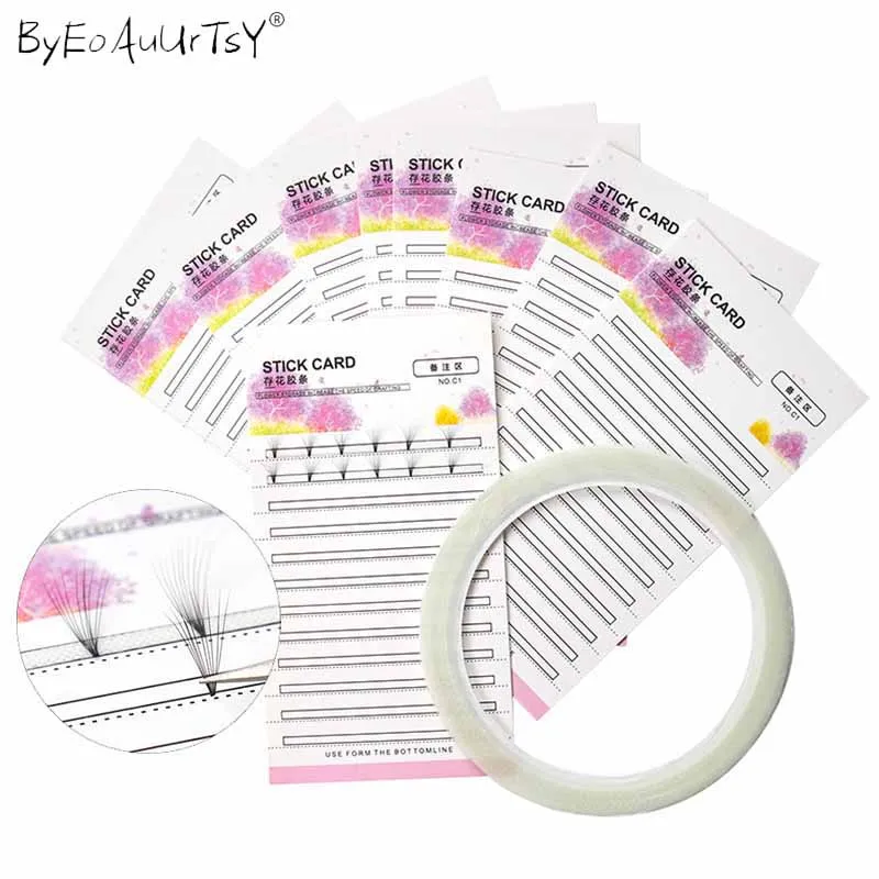 10 sztuk szczepienie Blossom Stick przedłużanie rzęs karta pamięci szczepione gotowe wentylatory objętość Lash taśma samoprzylepna sztuczne rzęsy