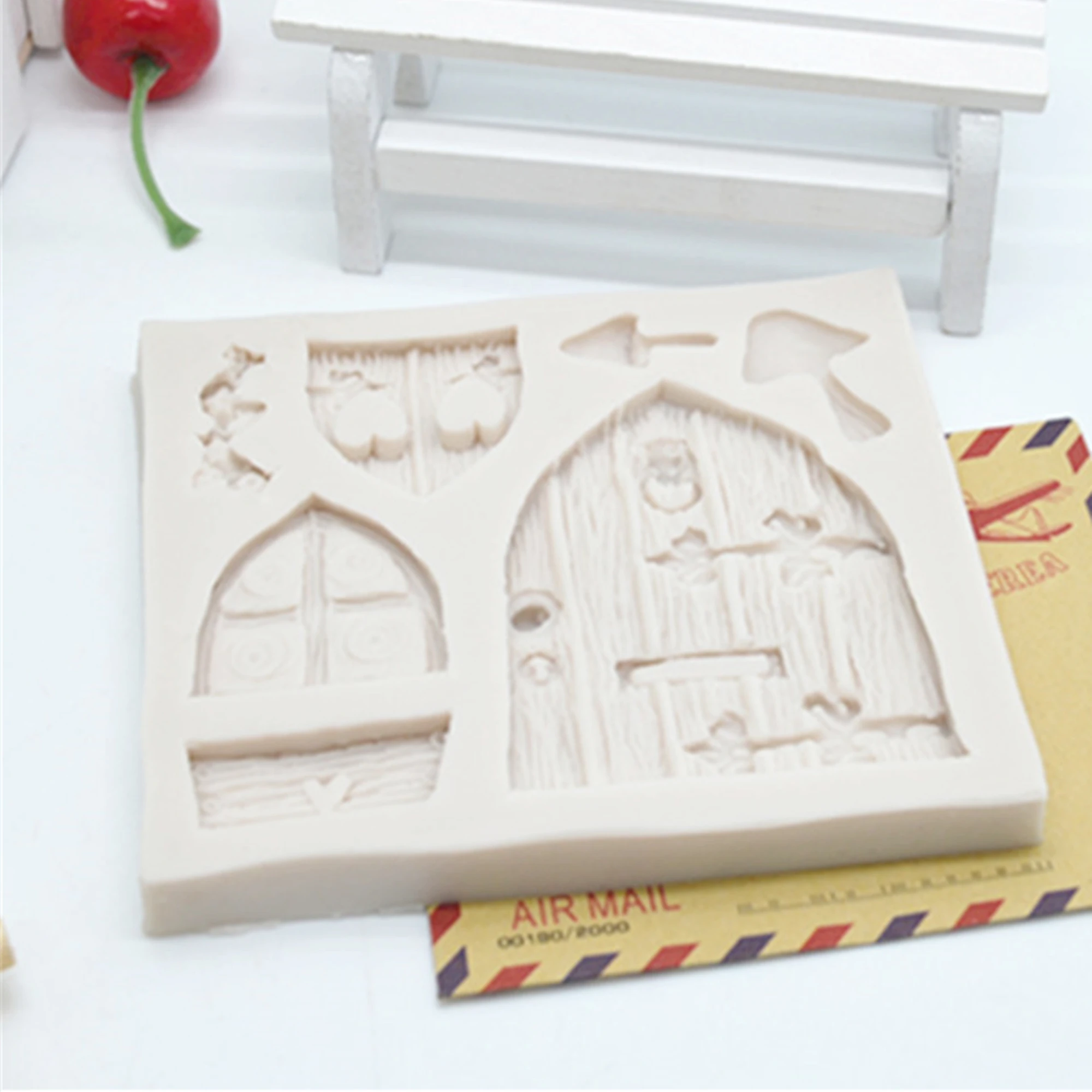 Cartoon Fairy House Wooden Doors Fondant Cake Resin Molds DIY Silicone Cake Mold Fondant Christmas Decorating Tools M020