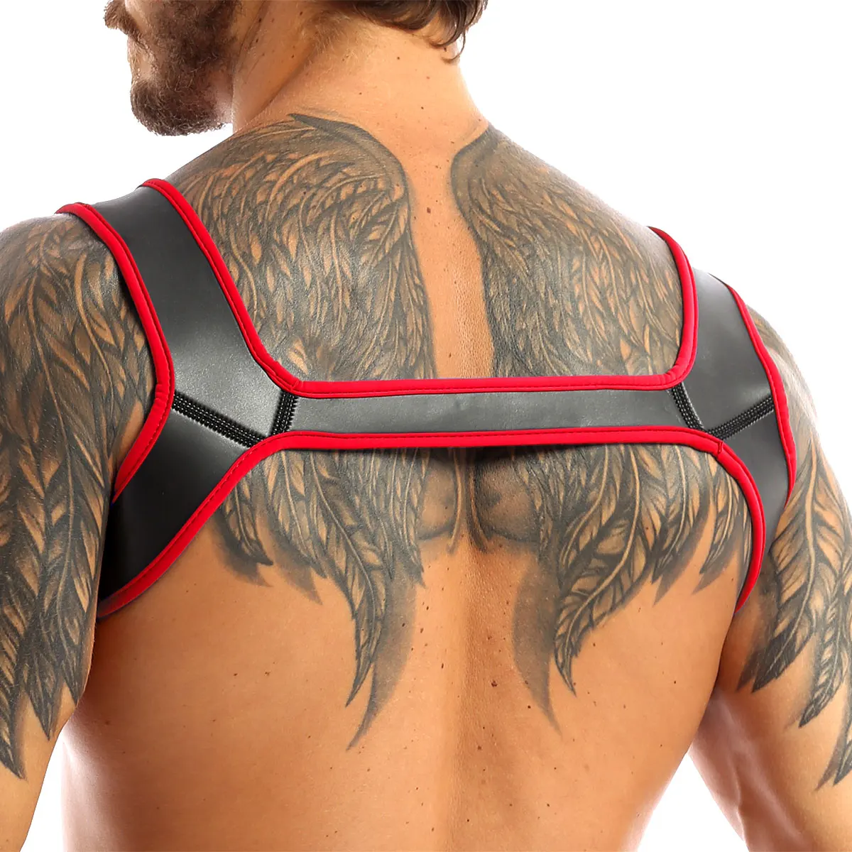 Harness Mens Neoprene Shoulder Wide Straps Harness Belt Muscles Protector Role Play Fancy Clubwear Cosplay Party Costume Strap