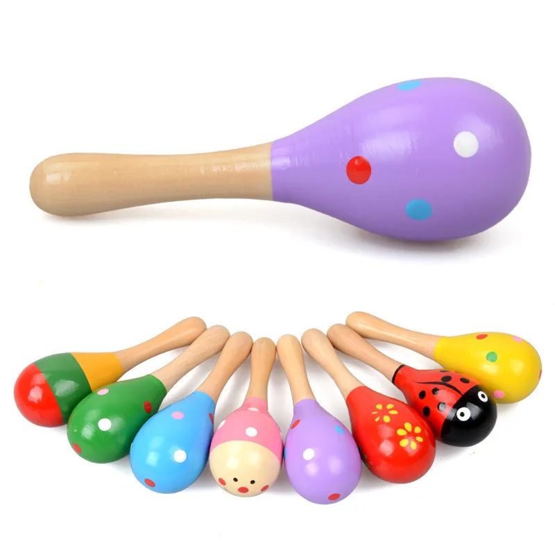 1pc Baby Kid Wooden Ball Toy Sand Hammer Rattle Musical Instrument Percussion Infant