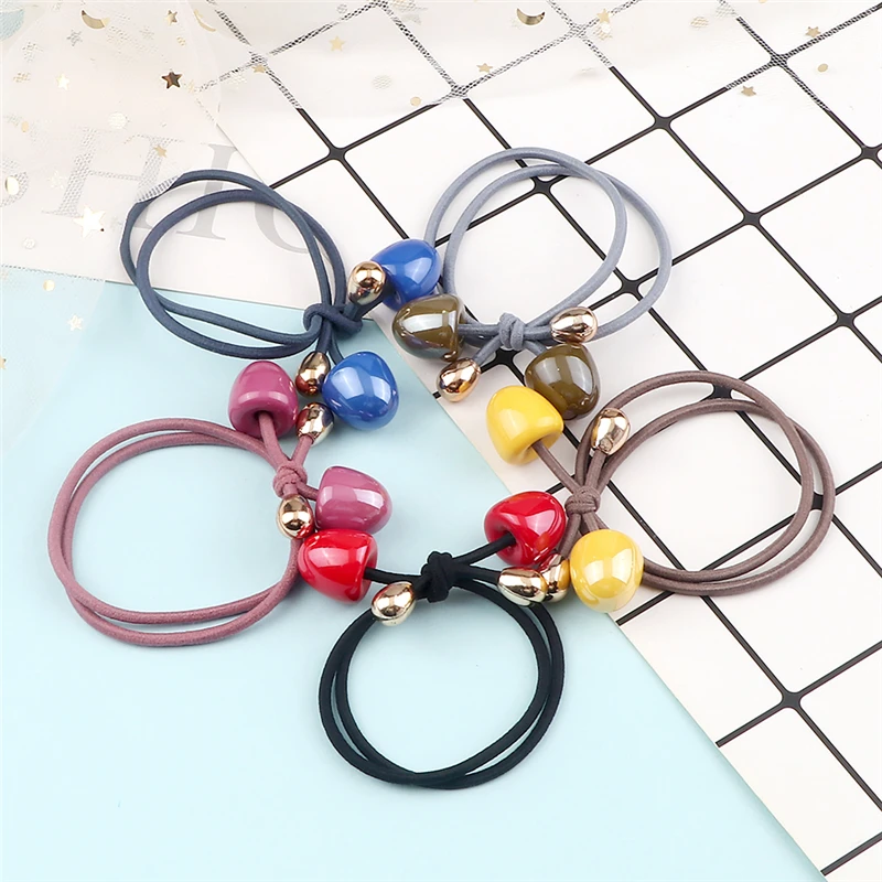 Colorful Balls Pendant Hair Bands Fashion Headband for Women Girls Bow Rubber Band Scrunchies Hair Accessories Ponytail Holder