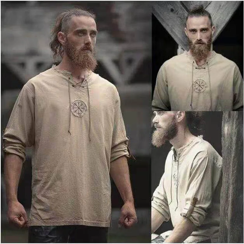 Medieval Shirt Robe Viking Mens Dress Knight Renaissance Cotton Tunic Short Sleeve Shirts Tops Costume Disfraz Medieval belt