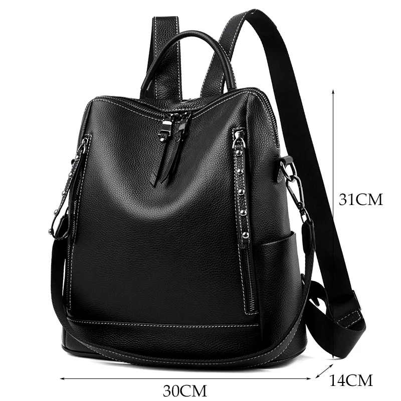 Fashion Real Leather Backpack Genuine Leather backpack Female Large Capacity School Bag Simple Shoulder Bags for Women Mochila