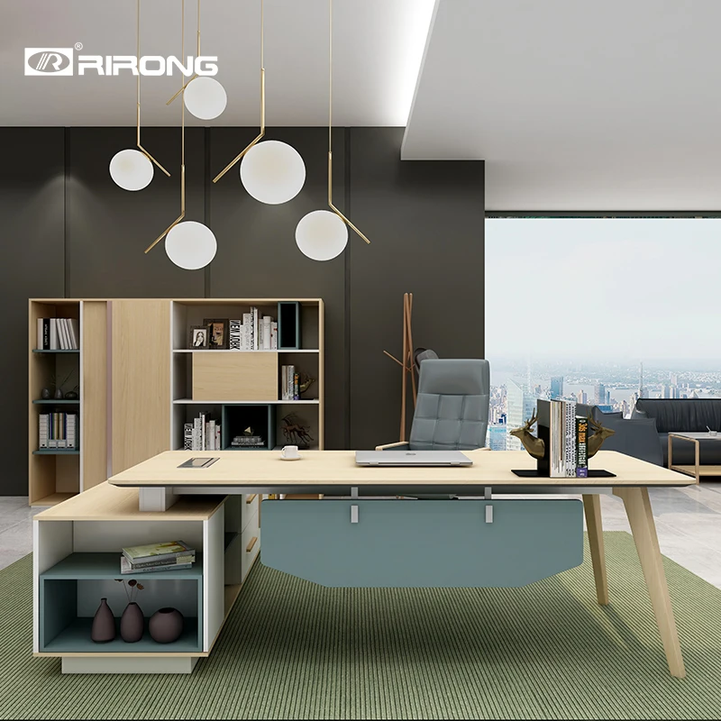

Modern Design Complete Office Furniture L-Shaped Work White table Desk furniture Standing table Office Workstation laptop desk