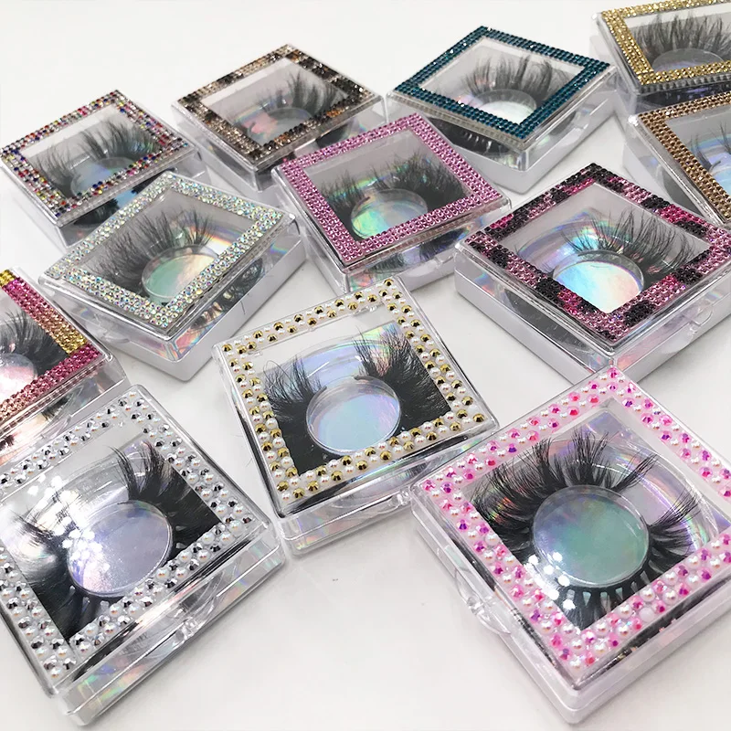 

25MM Mink Lashes with Pearl Square Packing Box Hot Selling 3D Mink Lashes Custom LOGO Wholesale