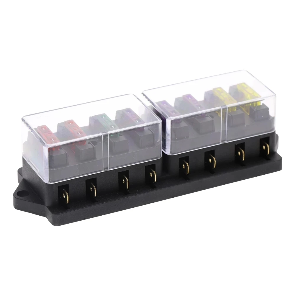 1pcs 8 Way Fuse Box DC 12V 24V 40A Circuit Car Trailer Auto Blade Fuse Box Block Holder ATC ATO Fuse Holder with 8 Fuse