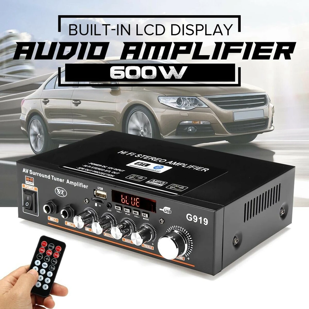 600W 110V Amplifier HIFI bluetooth Stereo Power 2 CH AMP Audio Player Car Home Car Electronics Car Audio Amplifiers