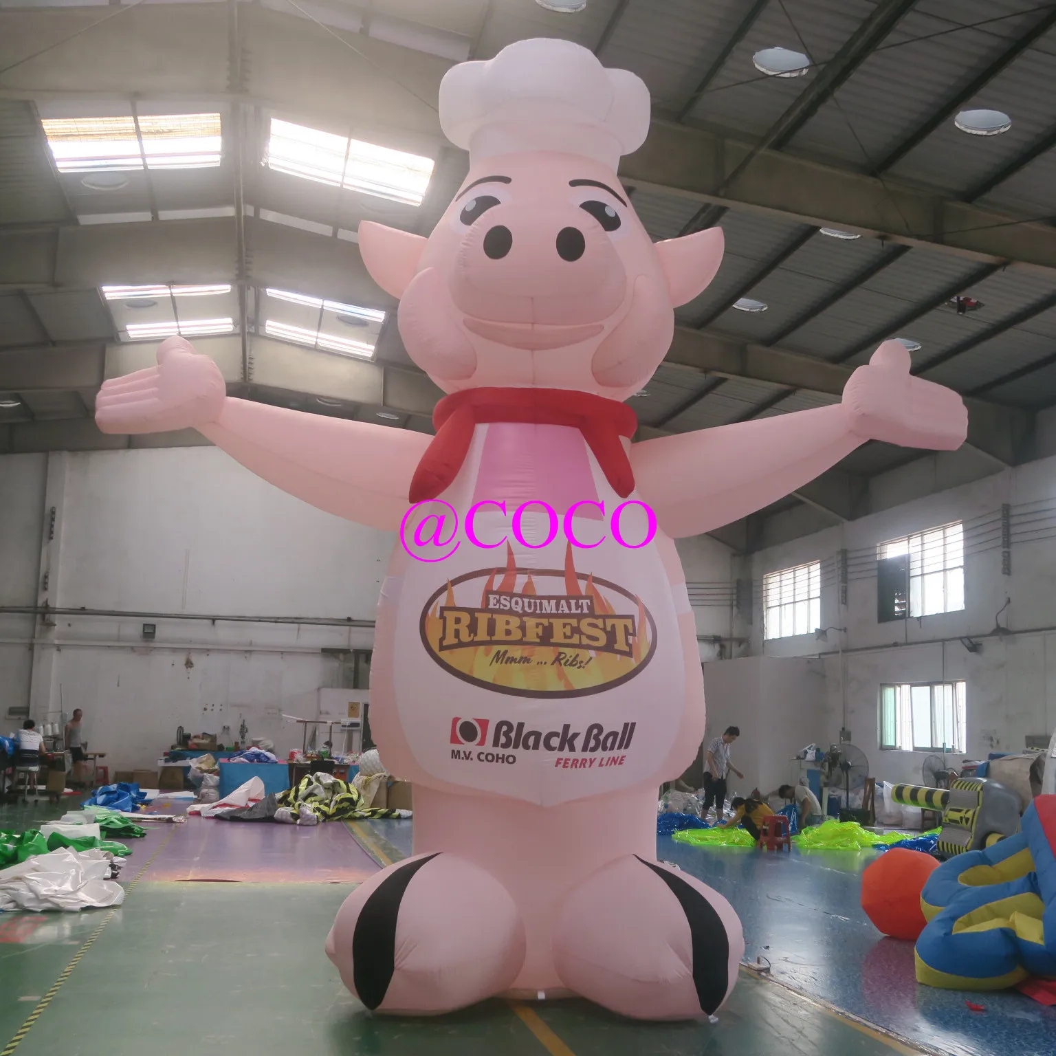 fast air ship to door,Giant Inflatable Pig Cartoon for Restaurant Advertising, inflatable pig chef balloon for display