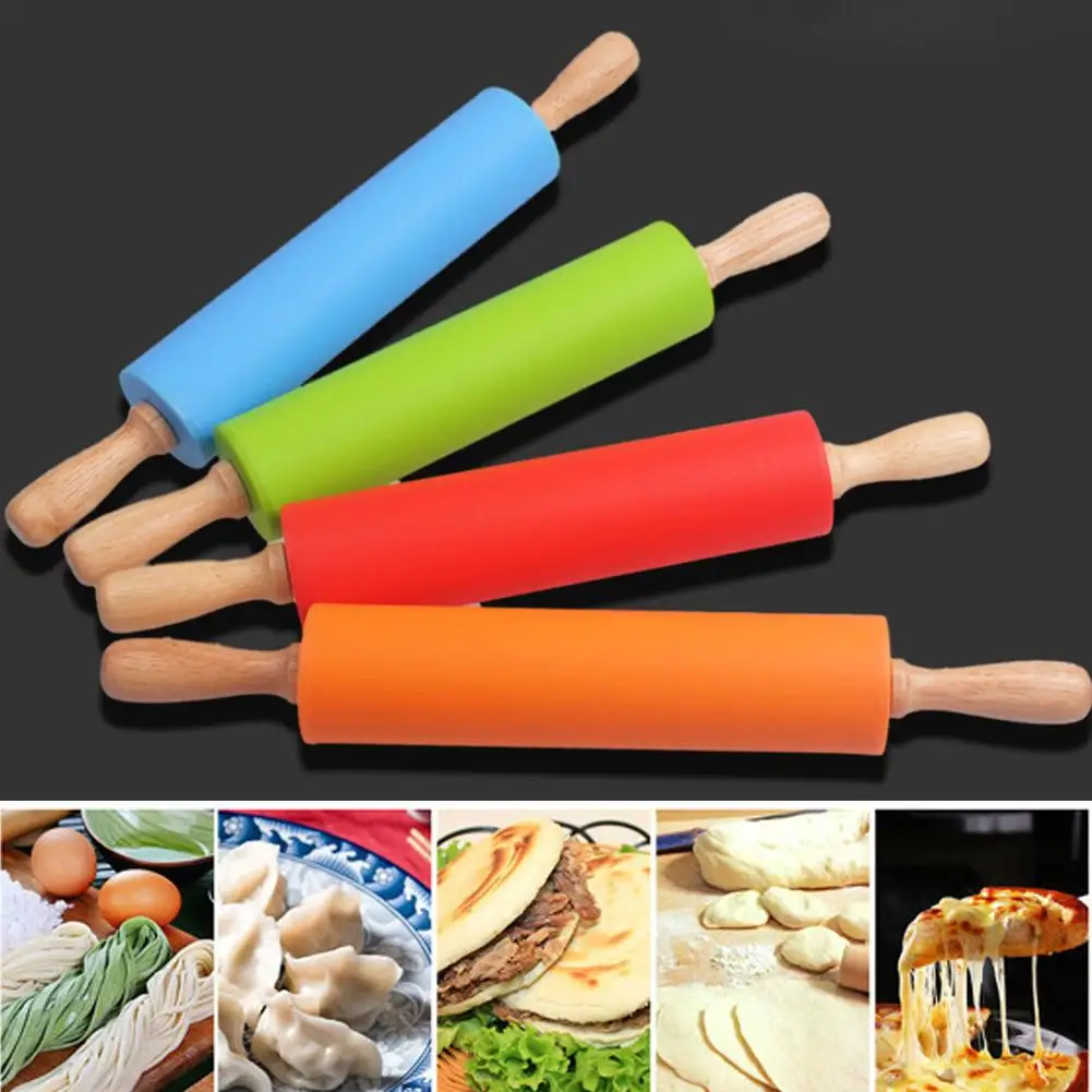 HOT SALES!!! New Arrival 30cm Wooden Handle Silicone Rolling Pin Non-Stick Kitchen Baking Cooking Tool Wholesale Dropshipping