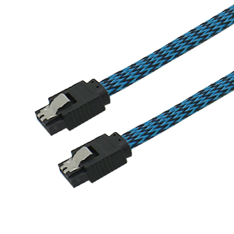 Cables de datos SATA 3,0 III SATA3 de 7 pines, Cable SSD de 6 Gb/s, unidad de disco duro HDD, manga de nailon, color negro, azul, rojo, blanco y