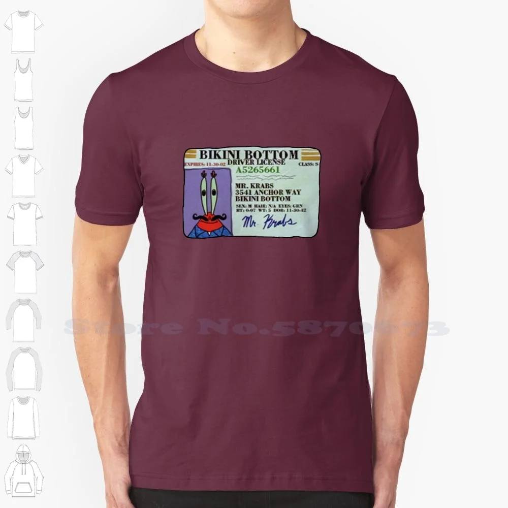 Mr Krabs Driver'S License 100% Cotton T-Shirt Mr Krabs Drivers License Bikini Bottom License Mr Krabs Driver License Boating