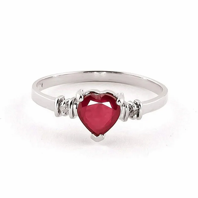 Women's Fashion /Gold/Rose Gold  Heart-Shaped Red Stone Ring Charm Bridal Engagement Wedding Band Jewelry Gift