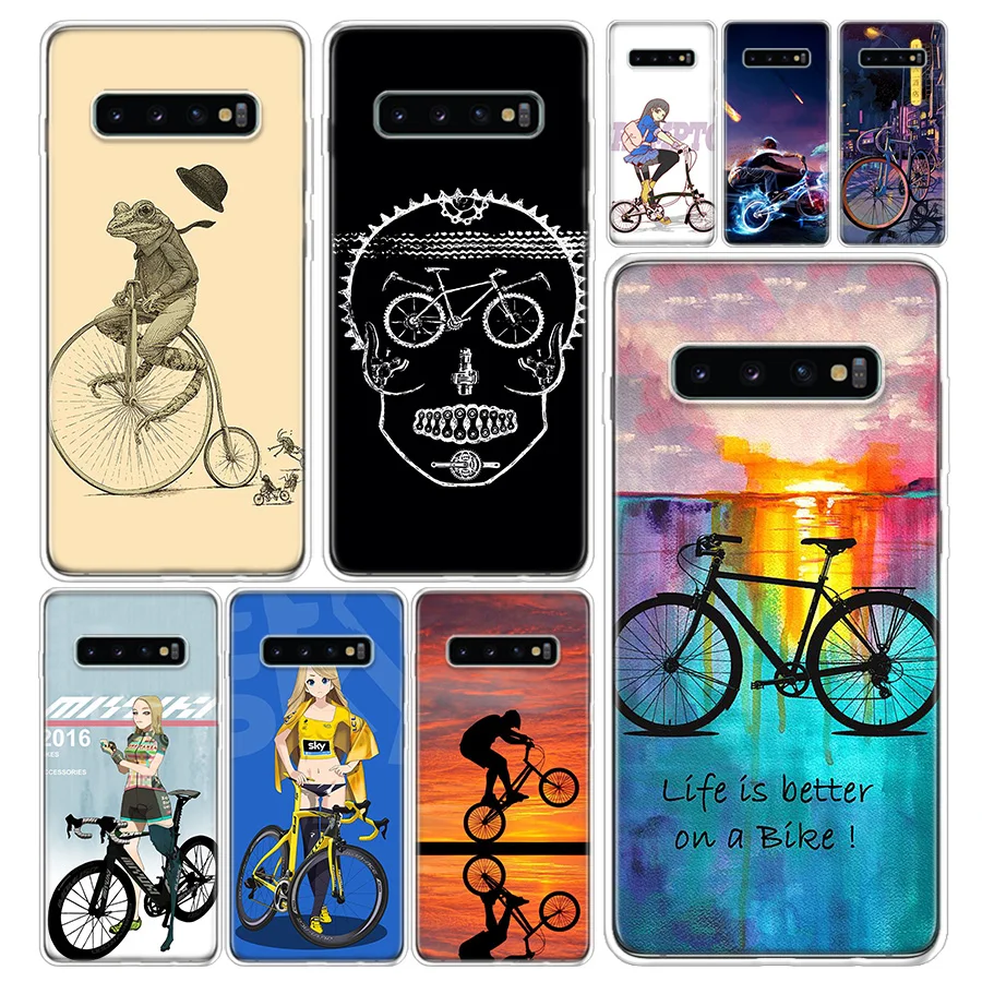 Biking Bicycles Phone Case Cover for Samsung Galaxy S20 S21 FE S22 S23 S24 Ultra S10 S10E S9 S8 Plus + Art Gift Coque