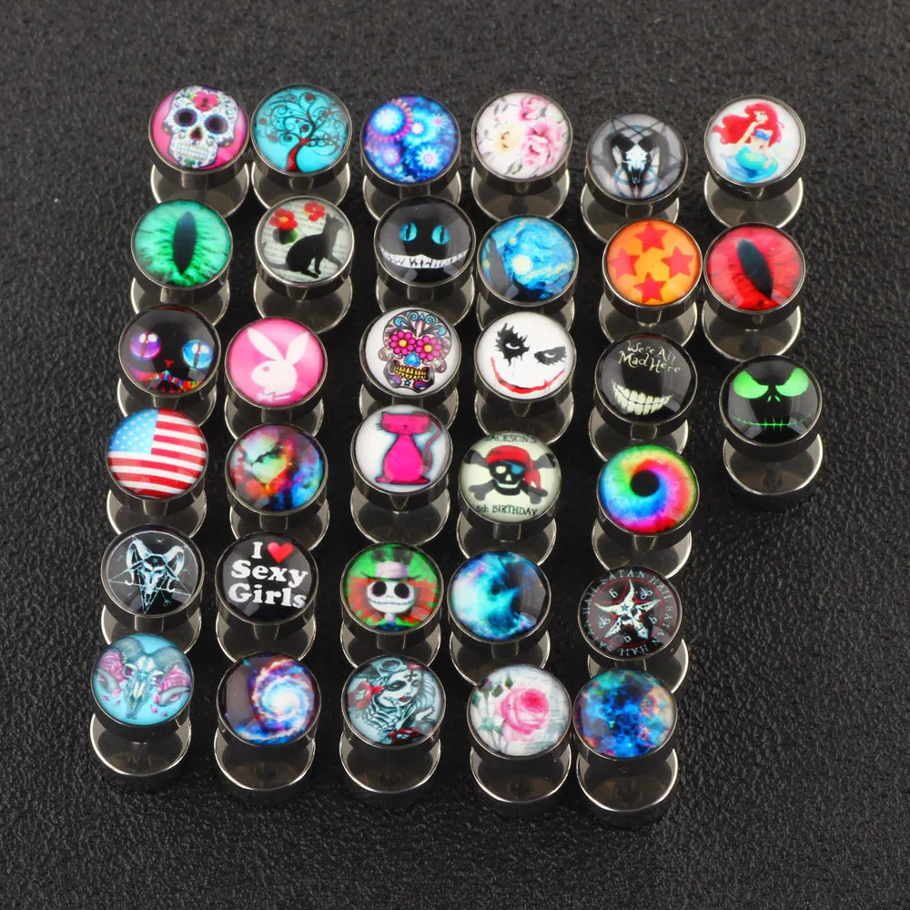 Blossom Stainless Steel Fake Cheater Ear Tunnel Plugs Piercing Barbell Unisex Stud Earring