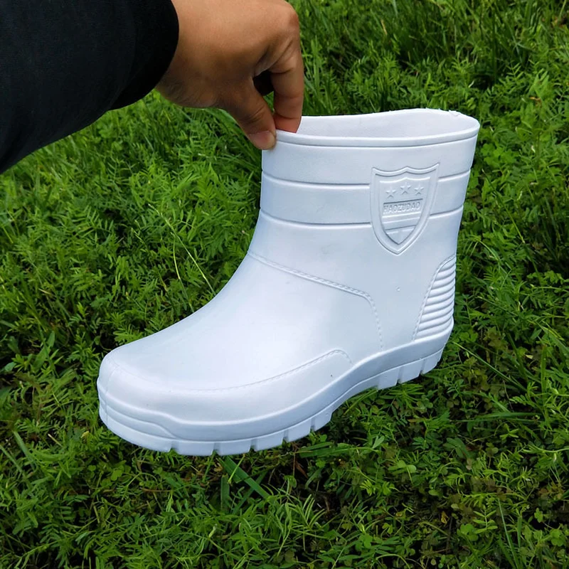 White Low barrel men\'s rain boots food processing EVA lightweight 18cm height acid-resistant suit for who fishing hike