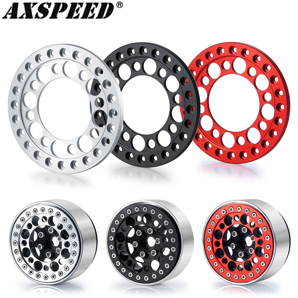 AXSPEED 4PCS Aluminum Alloy 1.9 Inch Beadlock Wheel Outer Ring for 1/10 RC Crawler Axial SCX10 TRX4 TRX6 D90 CC01 1.9 Wheels Hub