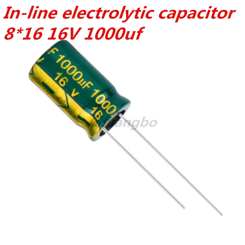 10pcs-20pcs 16V1000UF 1000UF 16V 8*16 low ESR/impedance high frequency aluminum electrolytic capacitor size 8*16 16V 1000uf 20%