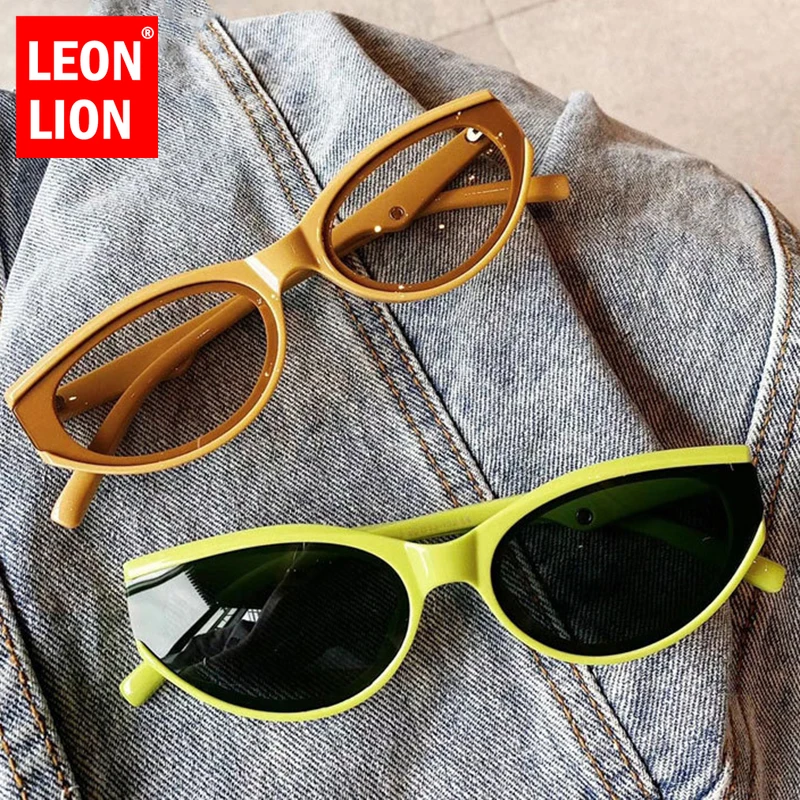 

LeonLion 2023 Oval Cat Eye Sunglasses Women Brand Designer Glasses Women Retro Women's Eyeglasses UV400 Trendy Shades for Men