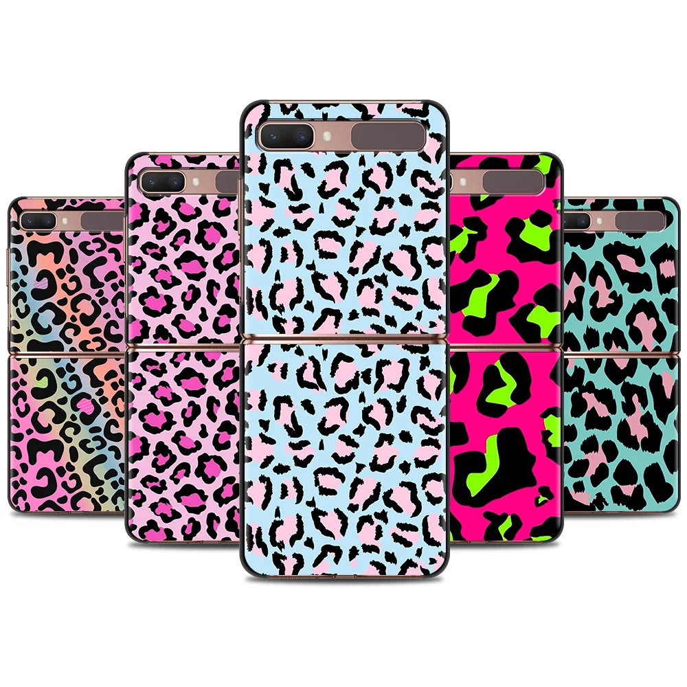 Case For Samsung Galaxy Z Flip 5 Z Flip 4 ZFlip ZFlip3 Z Flip 3 5G Flip3 Flip4 Segmented Leopard Print Cover 