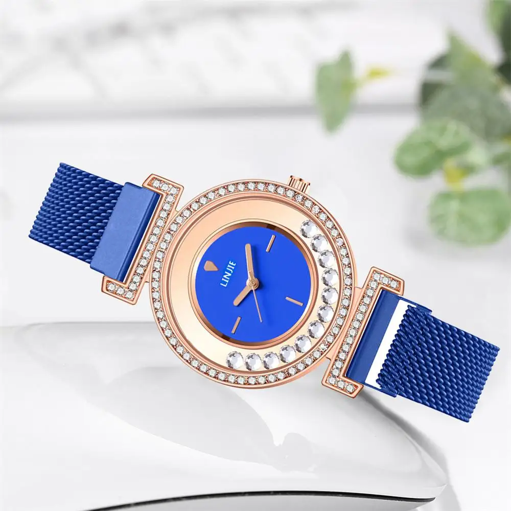 Minimalist Rose Gold Stainless Steel Women Watches Fashion Magnet Buckle Ladies Wristwatches Rhinestone Woman Quartz Watch