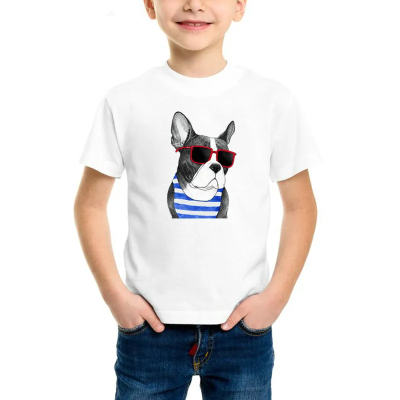 Funny French Bulldog design T Shirt  baby boy animal print tshirt Dogs Kids Tees T-Shirt High quality Tee shirt boys tops BAL061