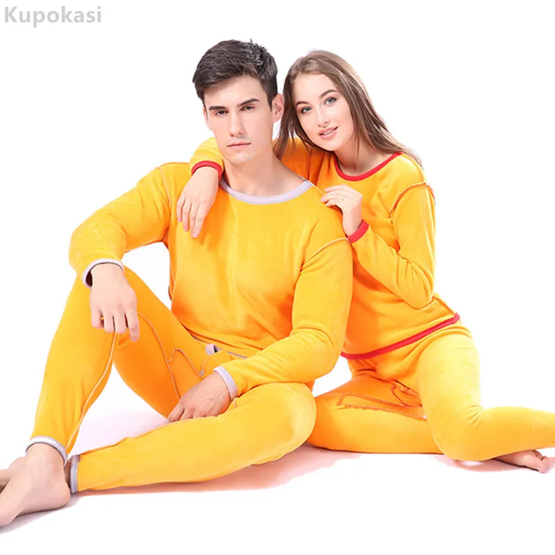 

Kupokasi Winter Velvet Thick Thermal Underwear For Men Woman Warm Layered Clothing Pajamas Set Male Long Johns Hot-Dry