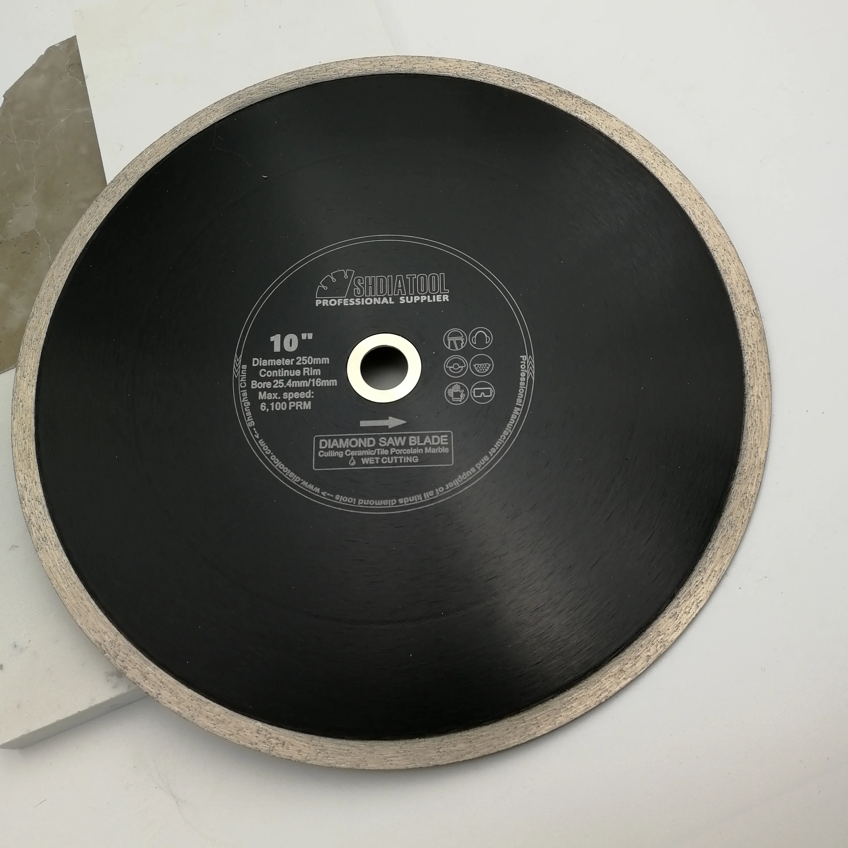 SHDIATOOL 2pcs 200/250mm Hot-pressed Continue rim Diamond Cutting Saw Blades bore 25.4mm for Ceramic Tile 8/10inch Cutting Disc