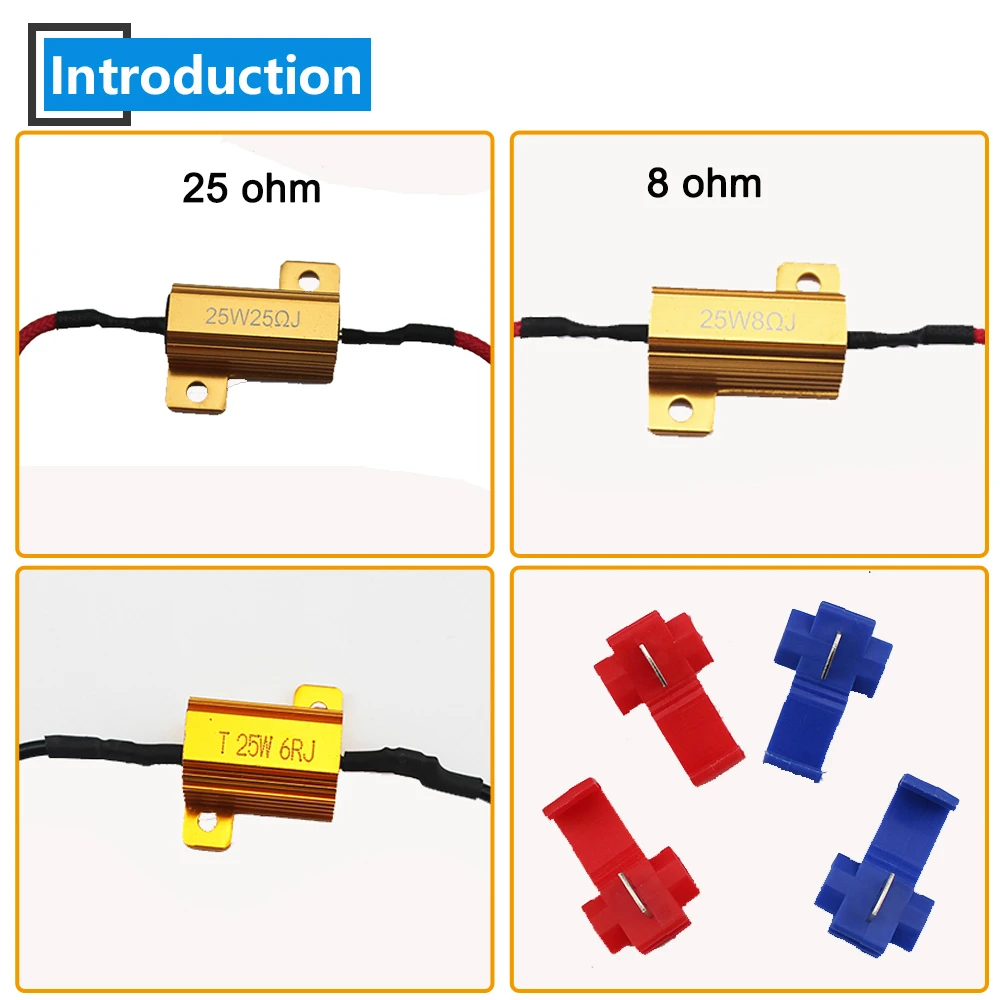 2pcs 25W Load Resistor Reverse Brake Turn Signal Light Fix Error Cancel Decoder Fast Flash Blinker Weerstand Canbus No error