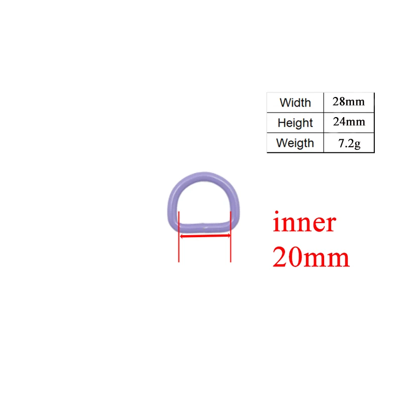 1pc Metal Violet D ring DIY for dog collar 20mm connection metal buckle DIY half ring belt buckle CDK20V