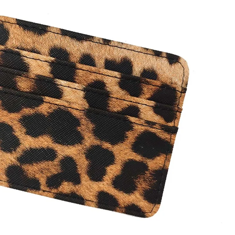 Nuovo stile Leopard Pattern Bank porta carte d'identità portafoglio piccolo Mini custodia in pelle PU per uomo donna con 6 slot